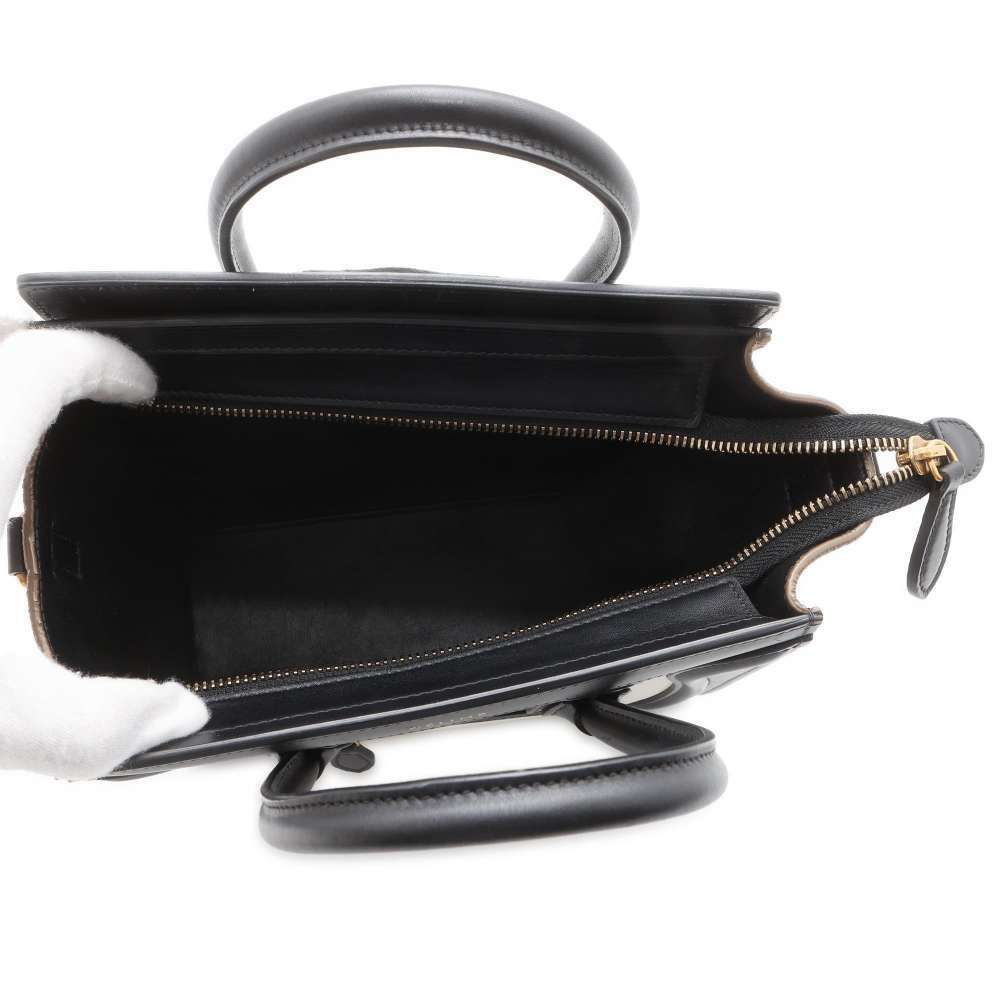 Celine handbag Luggage Shopper leather suede shoulder bag black white - Picture 6 of 12